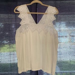 White Lace Trim Tank